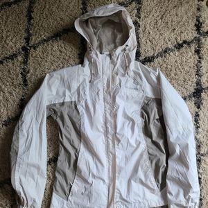 COLUMBIA rain jacket women size medium white gray